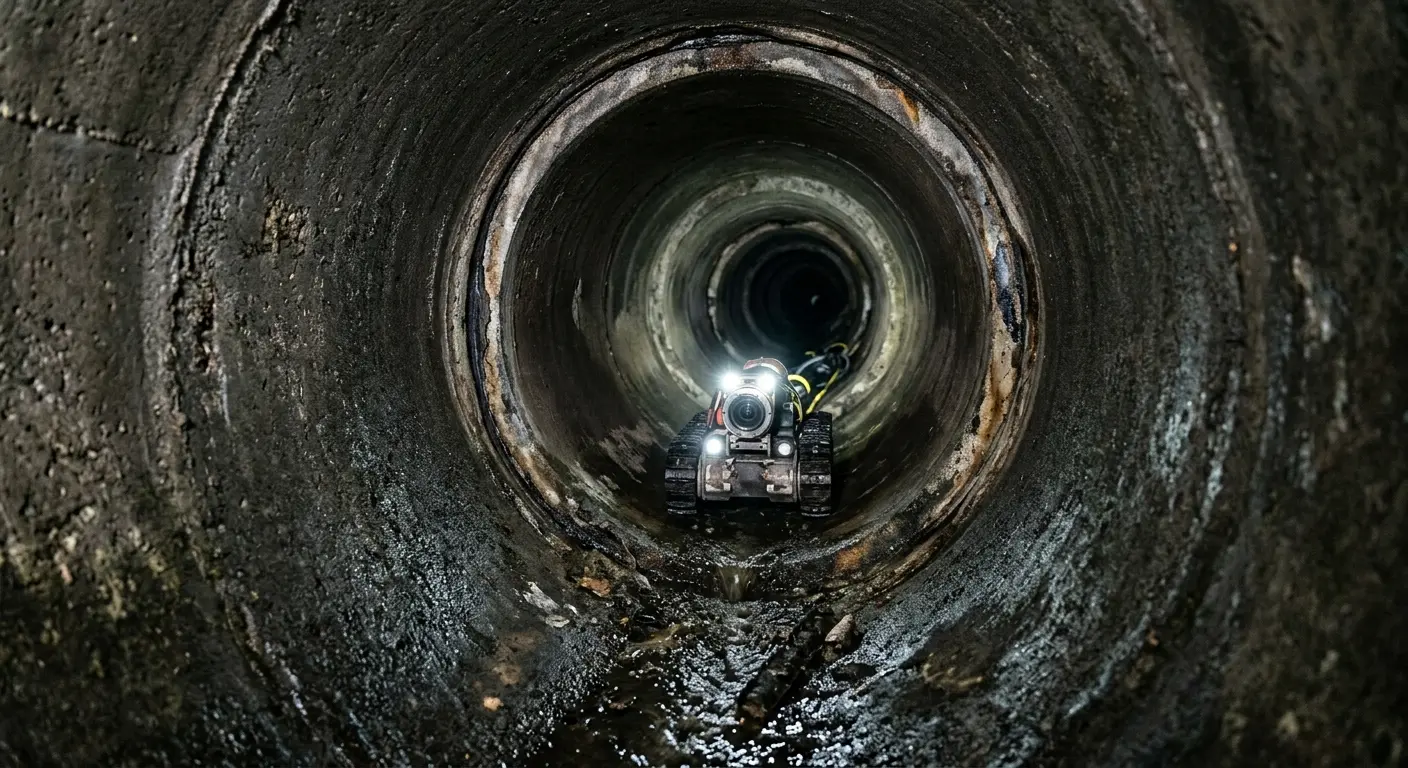 Robotic sewer camera inspecting pipe interior for Sewer Line Repair in Edna